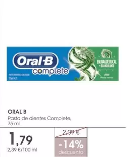 Oferta de Oral B - Pasta De Dientes Complete por 1,79€ en Supermercados Plaza