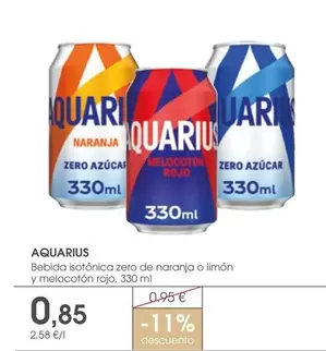 Oferta de Aquarius - Bebida Isotónica Zero De Naranja O Limon Y Melocotón Rojo por 0,85€ en Supermercados Plaza