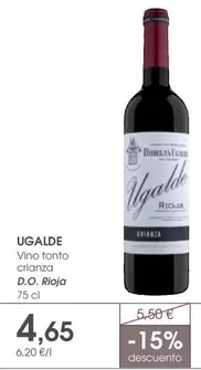 Oferta de Vino Tinto Crianza D.o. Rioja por 4,65€ en Supermercados Plaza