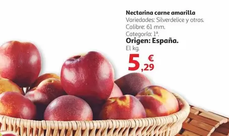 Oferta de Nectarina Carne Amarilla por 5,29€ en Alcampo