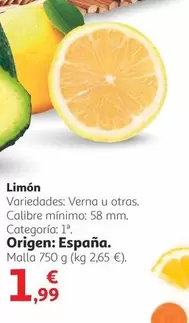 Oferta de Limón por 1,99€ en Alcampo