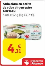 Oferta de Auchan - Atún Claro En Aceite De Oliva Virgen Extra por 4,11€ en Alcampo