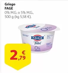 Oferta de FAGE - Griego por 2,79€ en Alcampo