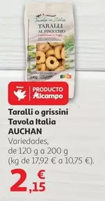 Oferta de Auchan - Taralli O Grissini Tavola Italia por 2,15€ en Alcampo
