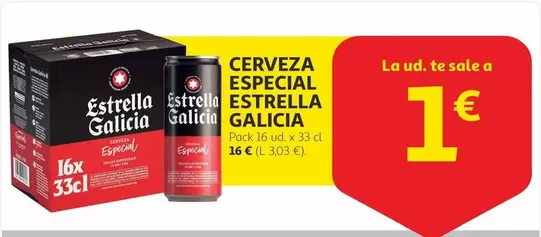 Oferta de Estrella Galicia - Cerveza Especial por 1€ en Alcampo