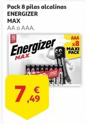 Oferta de Energizer - Pack 8 Pilas Alcalinas Max por 7,49€ en Alcampo
