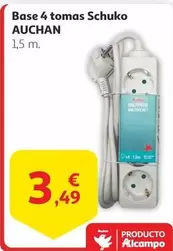 Oferta de Auchan - Base 4 Tomas Schuko por 3,49€ en Alcampo