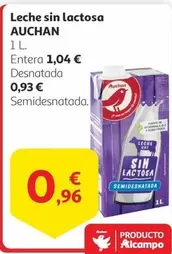 Oferta de Auchan - Leche Sin Lactosa por 0,96€ en Alcampo