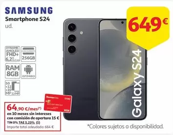 Oferta de Samsung - Smartphone S24 por 649€ en Alcampo