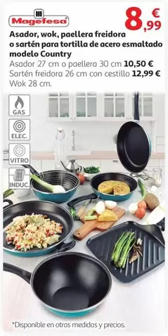 Oferta de Magefesa - Asador, Wook, Paellera Freidora O Sarten Para Tortilla De Acero Esmaltado Modelo Country por 8,99€ en Alcampo