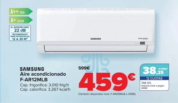 Oferta de Samsung - Aire Acondicionado F-AR12MLB por 459€ en Carrefour