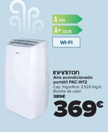 Oferta de Infiniton - Aire Acondicionado  Portátil PAC-W12 por 369€ en Carrefour