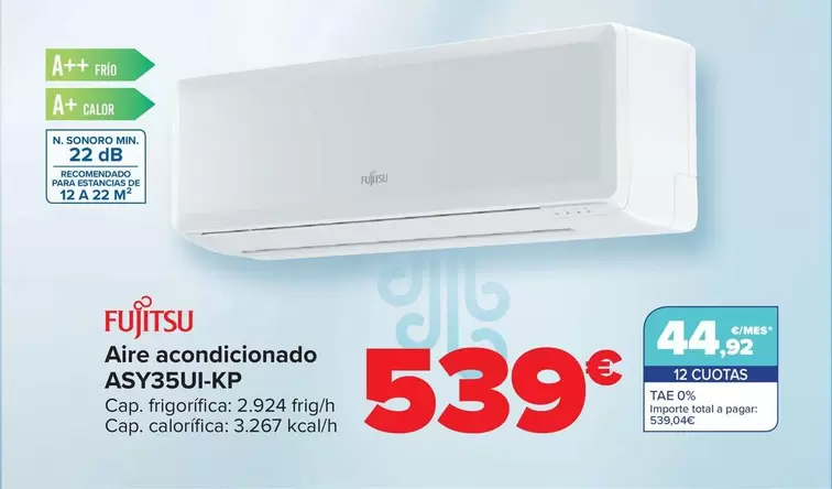 Oferta de Fujitsu - Aire Acondicionado ASY35UI-KP por 539€ en Carrefour