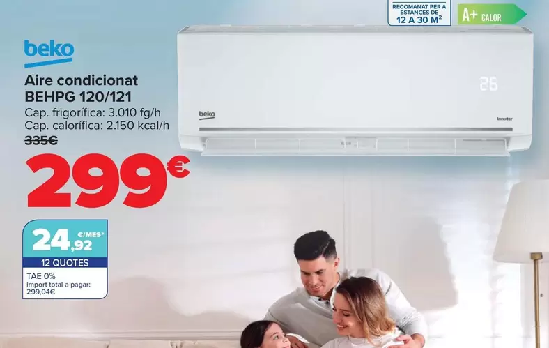 Oferta de Beko - Aire Acondicionado BEHPG 120/121 por 299€ en Carrefour