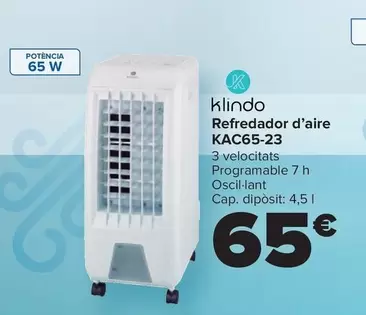 Oferta de Klindo - Enfriador De Aire   KAC65-23 por 65€ en Carrefour