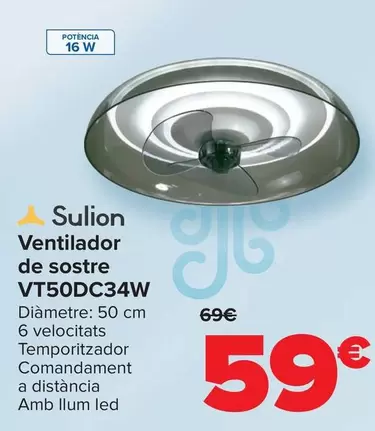 Oferta de Sulion - Ventilador  De Techo  VT50DC34W por 59€ en Carrefour