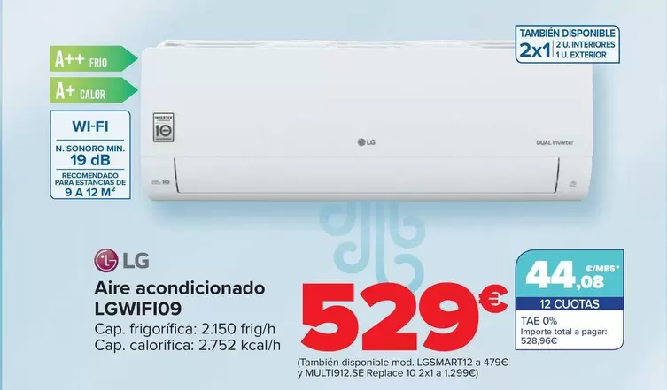 Oferta de LG - Aire Acondicionado LGWIFI09 por 529€ en Carrefour