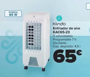 Oferta de Klindo - Enfriador De Aire   KAC65-23 por 65€ en Carrefour