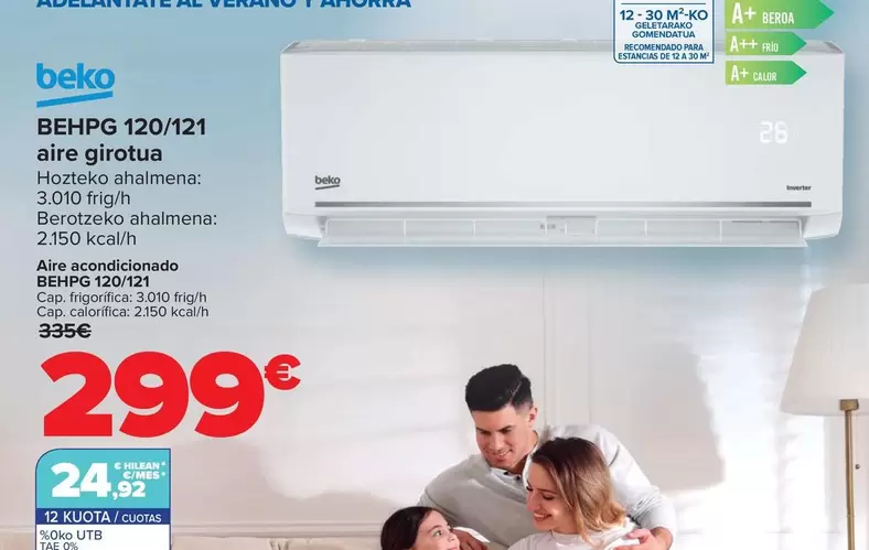 Oferta de Beko - Aire Acondicionado BEHPG 120/121 por 299€ en Carrefour