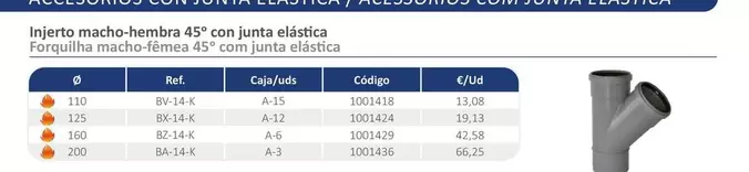 Oferta de Injetro Macho-Hembran 45° Con Junta Elástica por 13,08€ en Cealsa