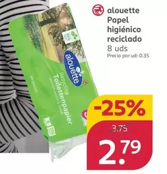 Oferta de Alouette - Papel Higiénico Reciclado por 2,79€ en Rossmann