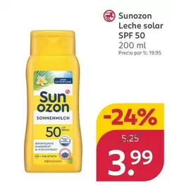 Oferta de Sun Ozon - Leche Solar SPF 50 por 3,99€ en Rossmann