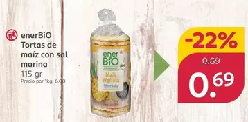 Oferta de Ener Bio - Tortas De Maíz Con Sal Marina por 0,69€ en Rossmann