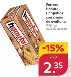 Oferta de Ferrero - Hanuta Barquillos Con Crema De Avellana por 2,35€ en Rossmann