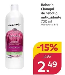 Oferta de Babaria - Champú De Cebolla Antioxidante por 2,49€ en Rossmann
