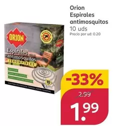 Oferta de Orion - Espirales Antimosquitos por 1,99€ en Rossmann