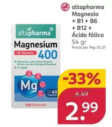 Oferta de Altapharma - Magnesio + B1 + B6 + B12 + Ácido Fólico por 2,99€ en Rossmann