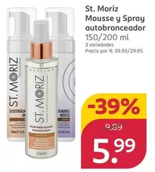 Oferta de St.Moriz - Mousse Y Spray Autobronceador por 5,99€ en Rossmann