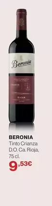 Oferta de Beronia - Tinto Crianza D.o.ca. Rioja por 9,53€ en El Corte Inglés