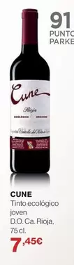 Oferta de Cune - Tinto Ecologico Joven D.o.ca. Rioja por 7,45€ en Hipercor