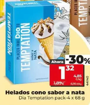 Oferta de Dia Temptation - Helados Cono Sabor A Nata  por 1,32€ en Dia
