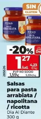 Oferta de Dia Al Diante - Salsas Para Pasta Arrabiata / Napolitana / Ricotta por 1,27€ en Dia