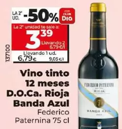 Oferta de Federico Paternina - Vino Tinto 12 Meses D.O.Ca. Rioja Banda Azul  por 6,79€ en Dia