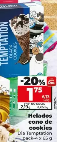 Oferta de Dia Temptation - Helados Cono De Cookies por 1,75€ en Dia