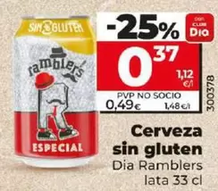 Oferta de Dia Ramblers - Cerveza Sin Gluten por 0,37€ en Dia
