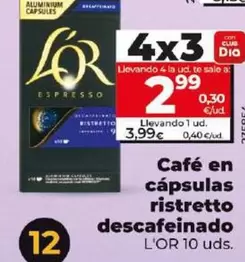 Oferta de L'or - Café En Cápsulas Ristretto Descafeinado por 3,99€ en Dia