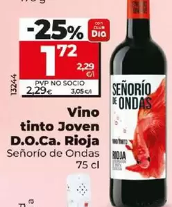 Oferta de Señorío De Ondas - Vino Tinto Joven D.o.ca. Rioja  por 1,72€ en Dia