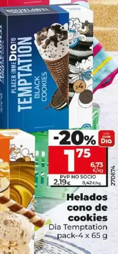 Oferta de Dia Temptation - Helados Cono De Cookies  por 1,75€ en Dia
