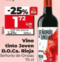 Oferta de Senorio De Ondas - Vino Tinto Joven D.o.ca. Rioja  por 1,72€ en Dia