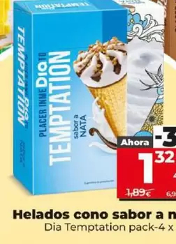 Oferta de Dia Temptation - Helados Cono Sabor A Nata  por 1,32€ en Dia