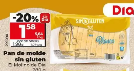 Oferta de El Molino De Dia - Pan De Molde Sin Gluten  por 1,58€ en Dia