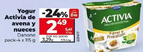 Oferta de Danone - Yogur Activia De Avena Y Nueces  por 2,49€ en Dia