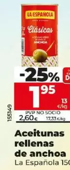 Oferta de La Española - Aceitunas Rellenas De Anchoa por 1,95€ en Dia