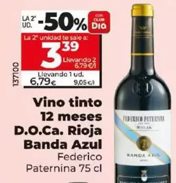 Oferta de Federico Paternina - Vino Tinto 12 Meses D.O.Ca. Rioja Banda Azul  por 6,79€ en Dia