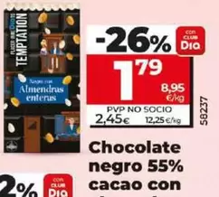 Oferta de Dia Temptation - Chocolate Negro 55% Cacao Con Almendras  por 1,79€ en Dia