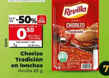 Oferta de Revilla - Chorizo Tradición En Lonchas por 1€ en Dia